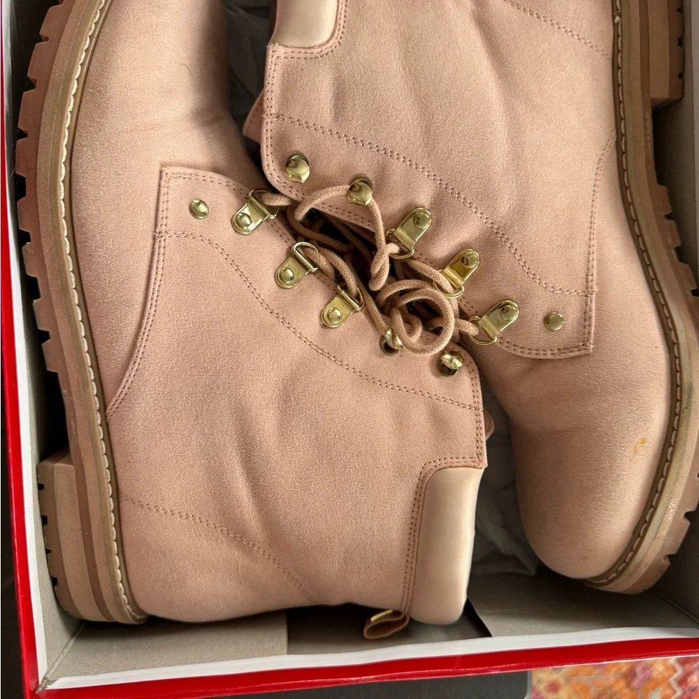 Women's Pink Guess Lace-Up Boots - Picture 3 of 9